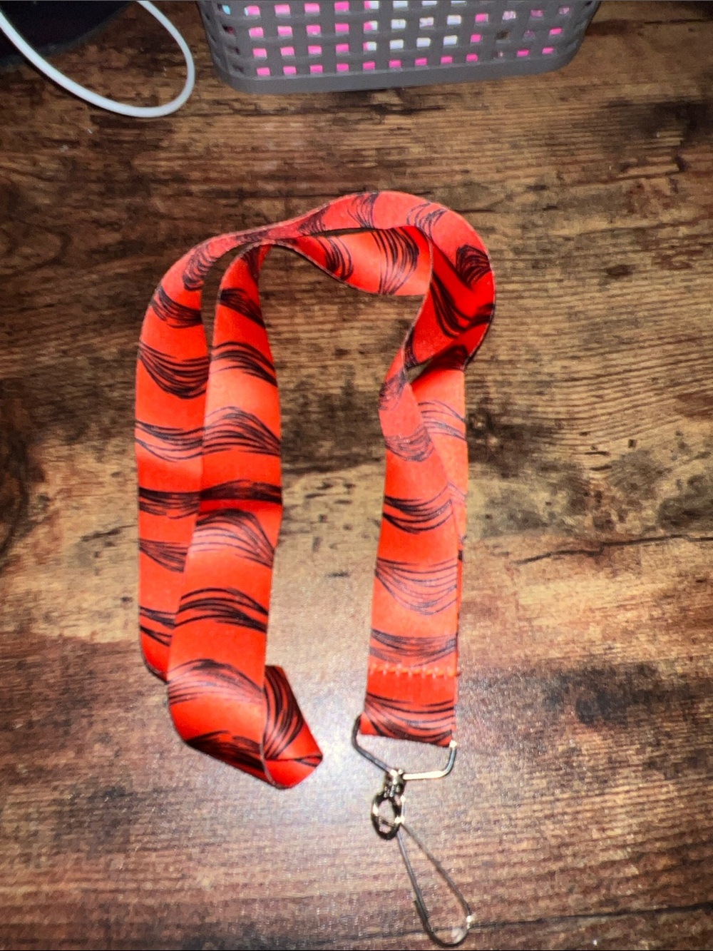 Disney Orange and Black Patterned Lanyard Key & Card Holder